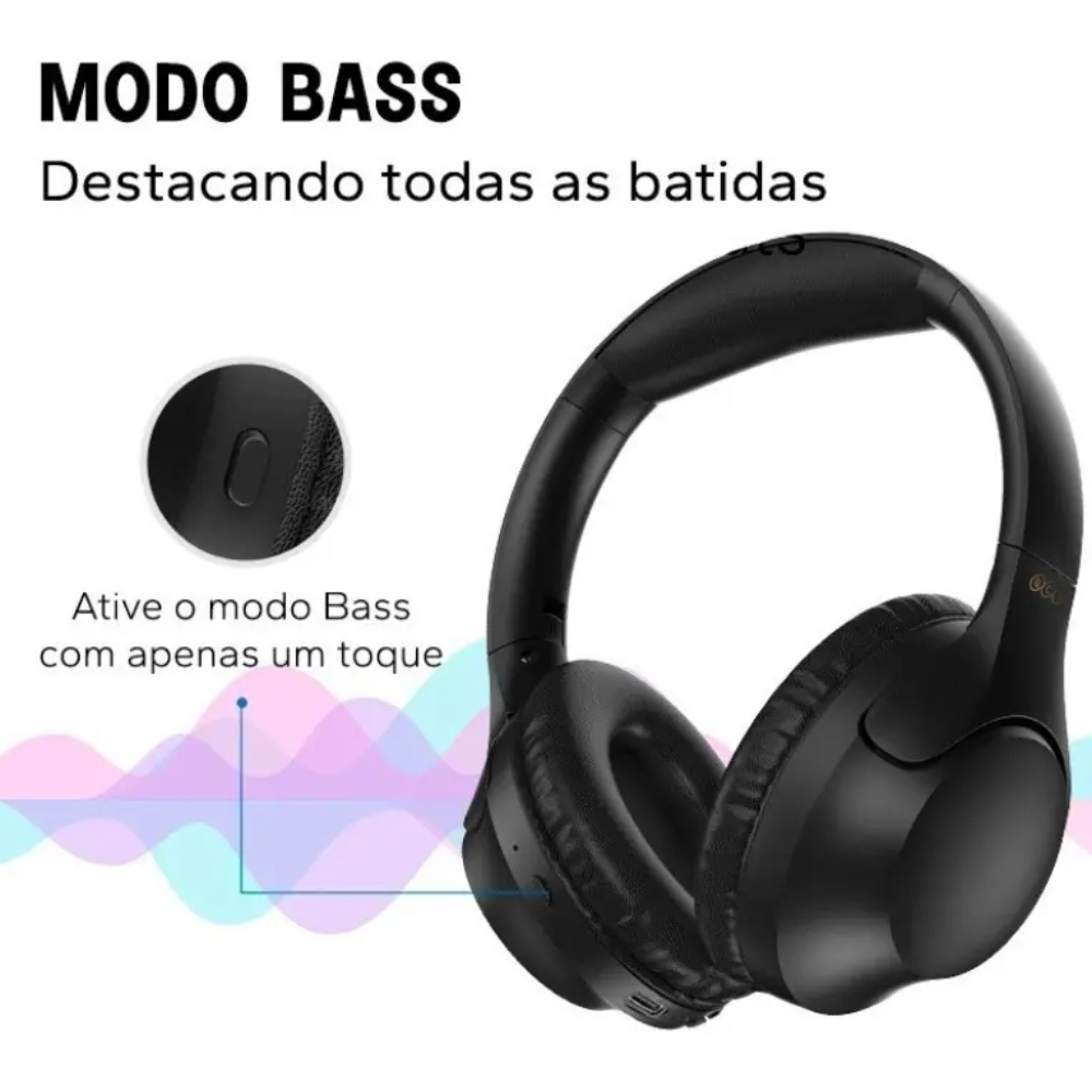Fone de Ouvido Bluetooth QCY H2 BH22H2A 40mm Preto