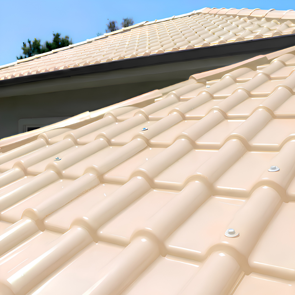 Kit 10 Telhas PVC Plan Colonial Muke Tools Marfim 241x88cm 6 Ondas 1,5mm