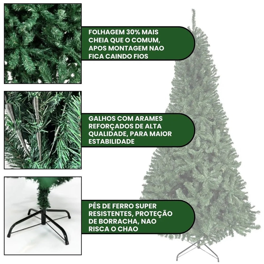 Árvore de Natal Pinheiro 2,10m com 1150 Galhos – Super Cheia, Realista, Fácil de montar