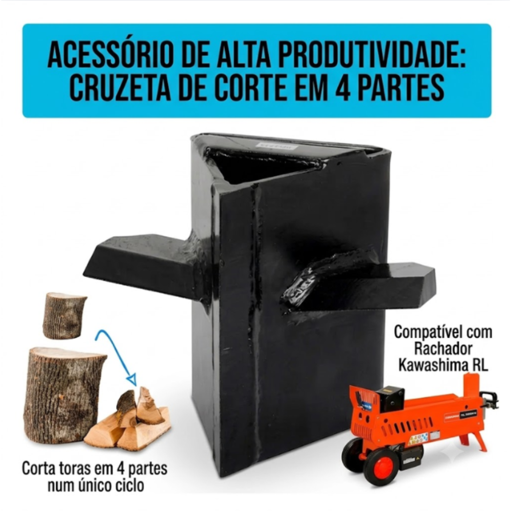 Kit Rachador de Lenha Elétrico E Cunha Cruzeta Kawashima RL3520-E 3HP 220V