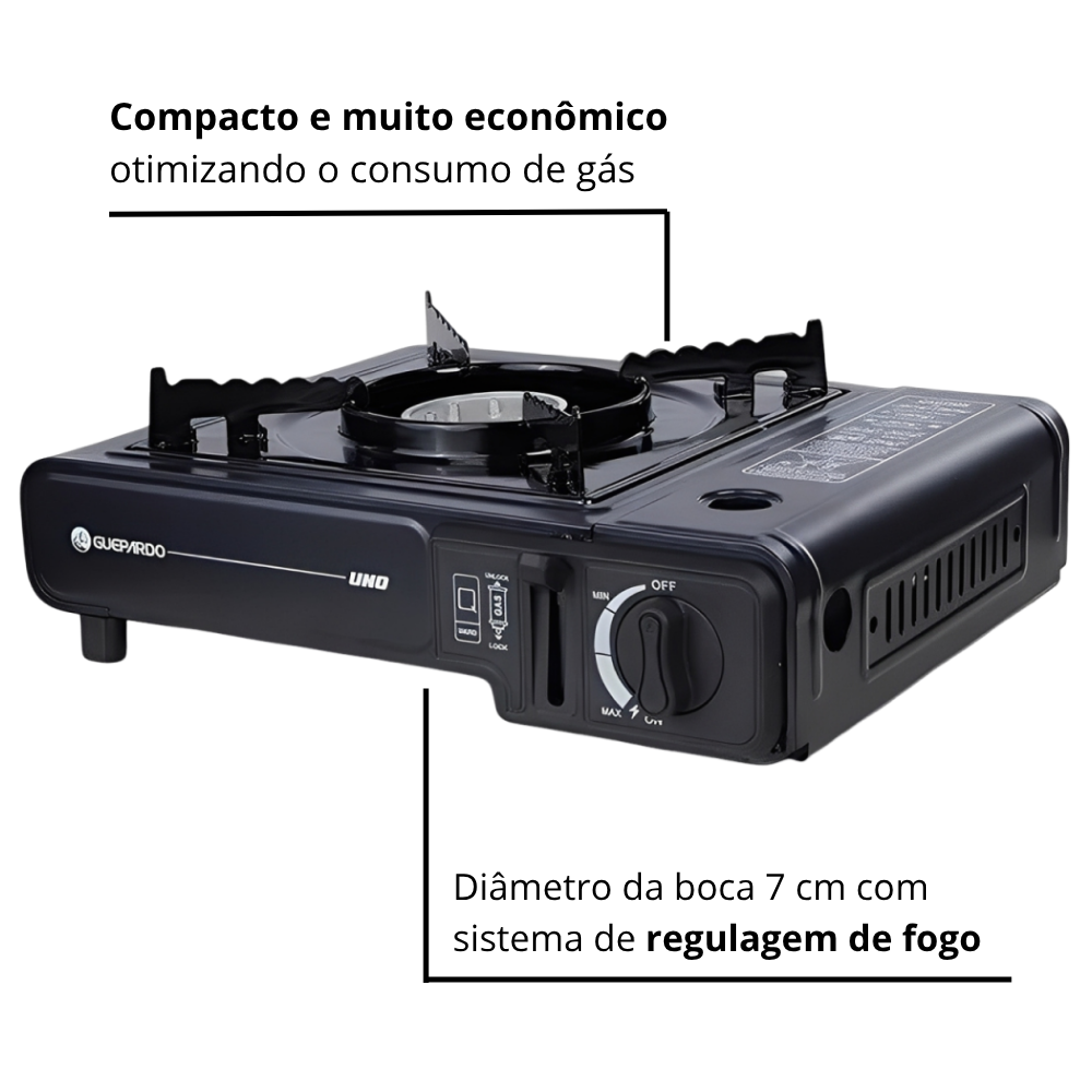 Fogão Portátil Fogareiro a Gás Guepardo UNO para Camping com Acendimento Automático