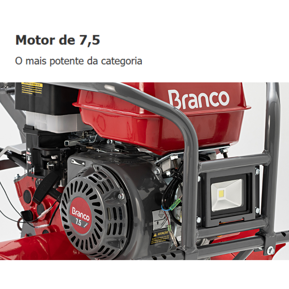 Kit Motocultivador Branco BTTG 7.5 7,5HP com Carretinha Garthen GCM-500F 500kg