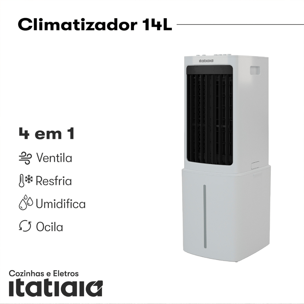 Climatizador de Ar Portátil Itatiaia 14 Litros 4 em 1 - Ventila, Filtra, Umidifica, Resfria