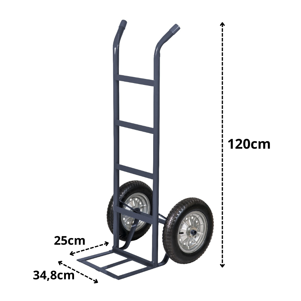 Carrinho Carro de Carga Reforçado 250kg 2 Rodas de Rolamento Muke Tools