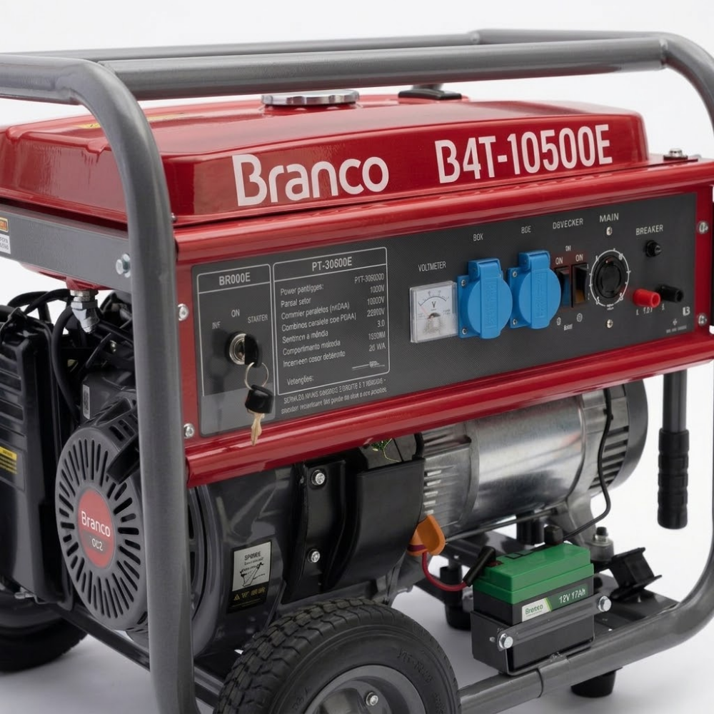 GERADOR A GASOLINA BRANCO B4T-10500E 9,0kVA 16,5CV 3600RPM