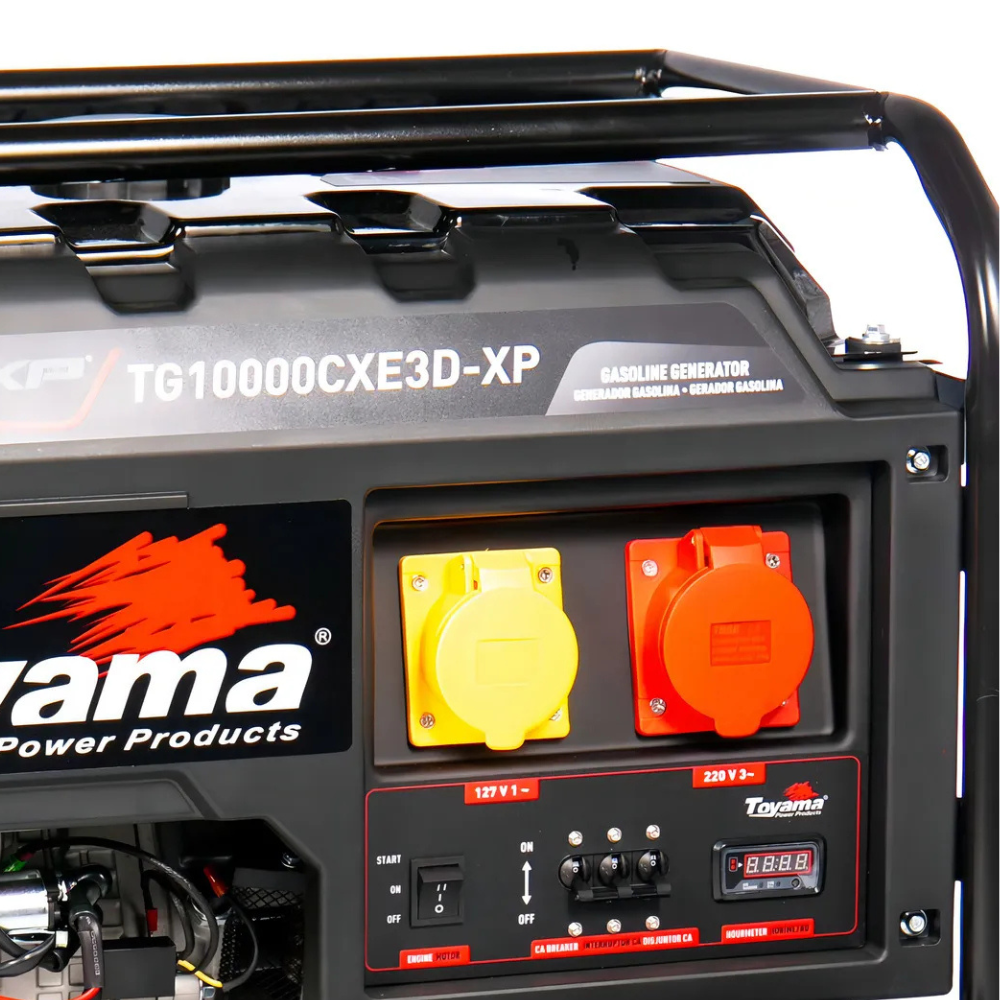 Gerador de Energia a Gasolina TG10000CXE3D-XP 4T 459CC 11.25kVA Trifásico 220V com Partida Elétrica e Manual TOYAMA