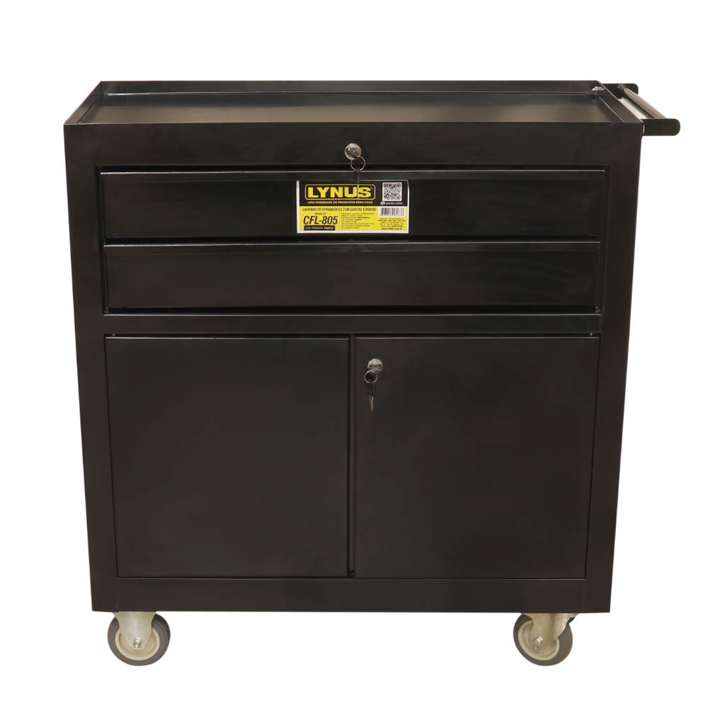 Carrinho para Ferramentas Fechado LYNUS com 2 Gavetas e Portas CFL805