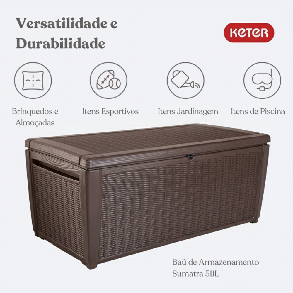 Caixa Grande Organizadora 511 Litros Baú Multiuso Keter Sumatra Marrom