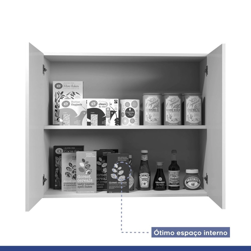 Kit Cozinha Balcão Armário Branco Turim e Cooktop 5 Bocas Itatiaia