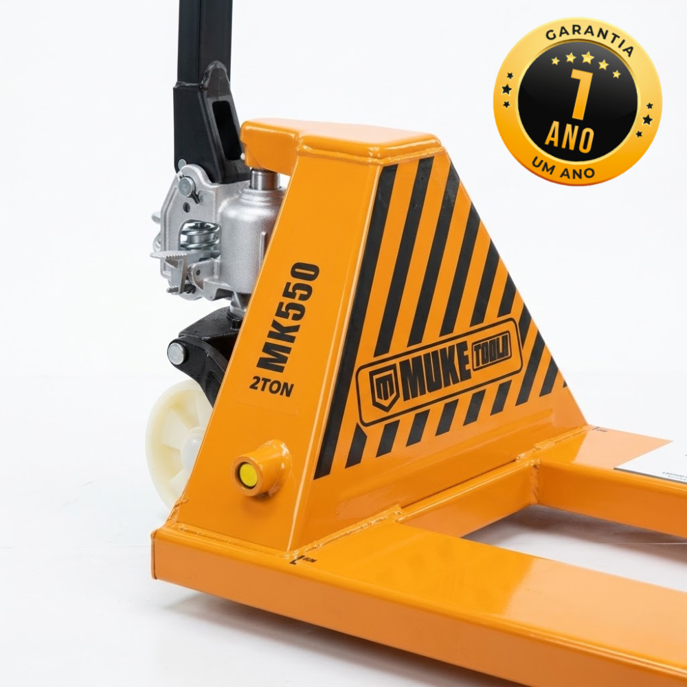 PALETEIRA MANUAL TRANSPALLET HIDRÁULICA 2000KG 02 TON RODA DUPLA GARFO 550MM MUKE TOOLS