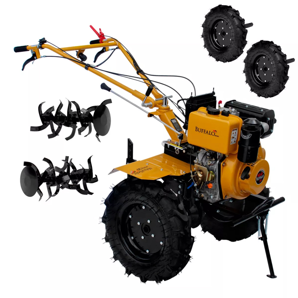 Kit Motocultivador Diesel Buffalo BFDE 1120 Plus 10CV com Carretinha Garthen GCM-500F 500kg