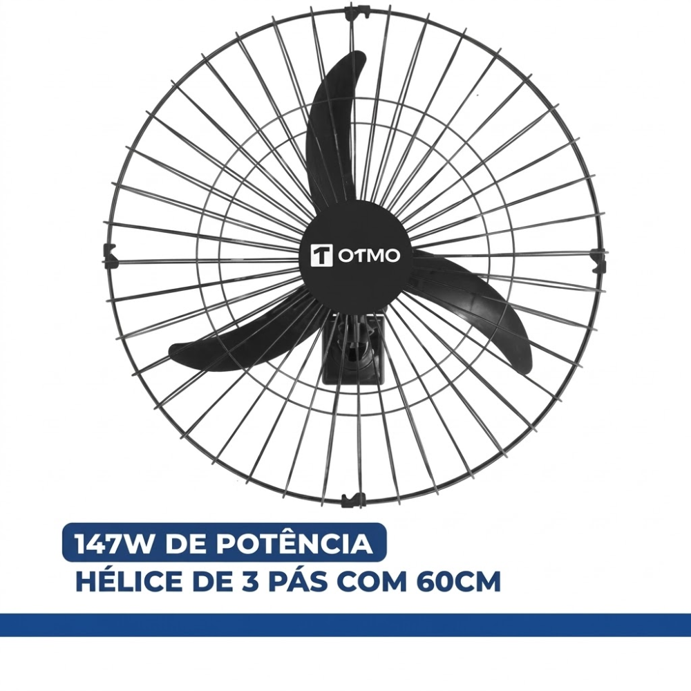 Kit 2 Ventiladores de Parede Turbo Otmo 60cm 147W Bivolt