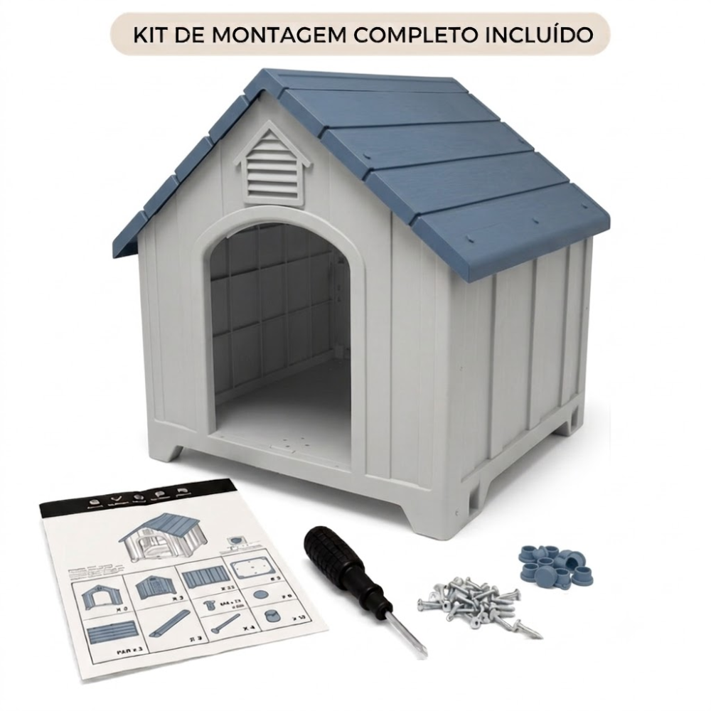 Casa Casinha para Cachorro Média Resistente Impermeável Fácil Montagem Syberflex