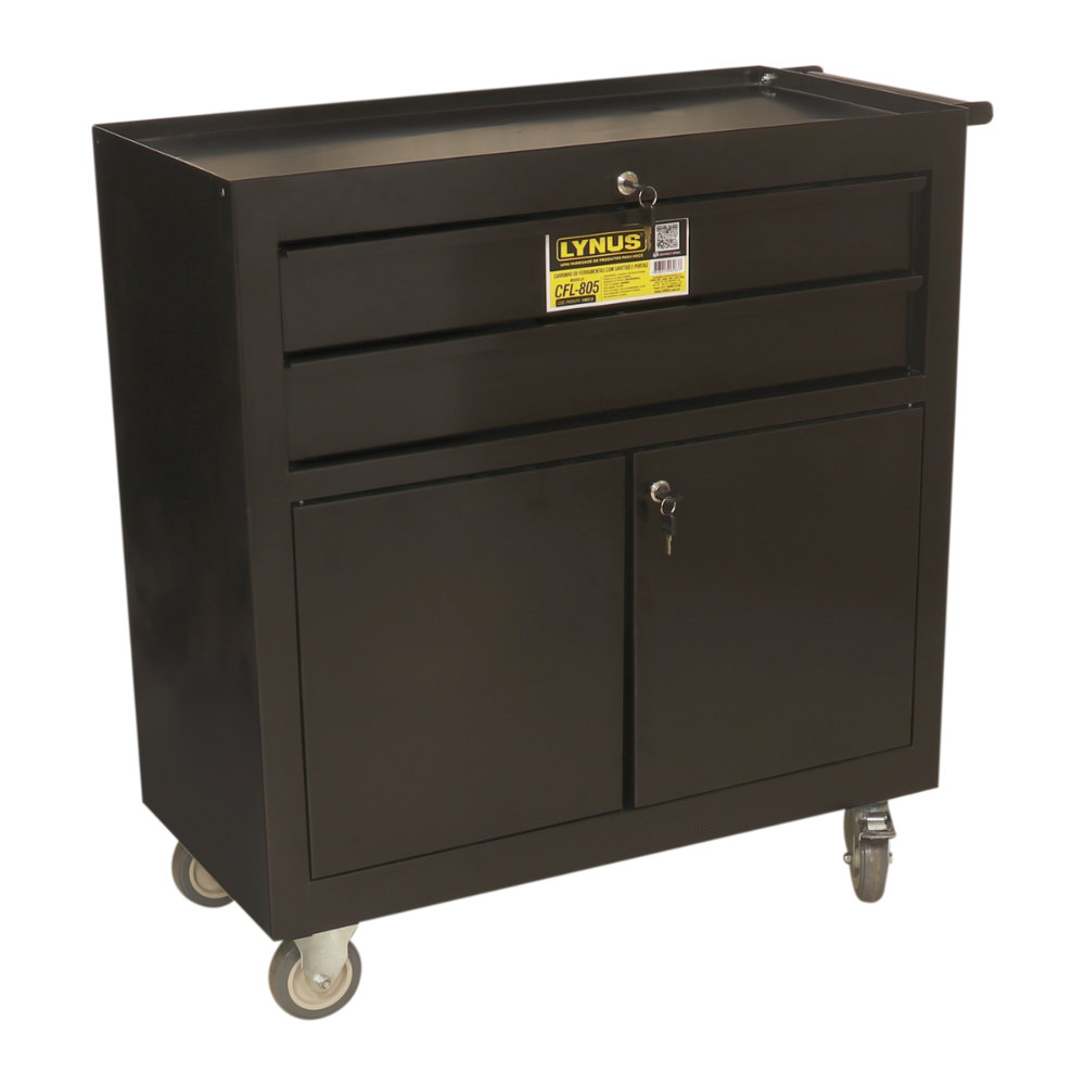 Carrinho para Ferramentas Fechado LYNUS com 2 Gavetas e Portas CFL805