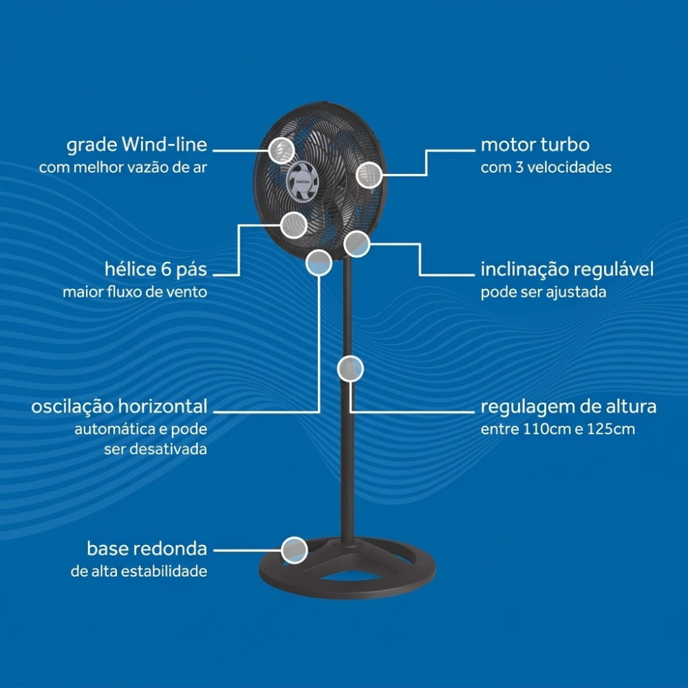 Ventilador Coluna Turbo 6P 40cm Preto 127V Ventisol
