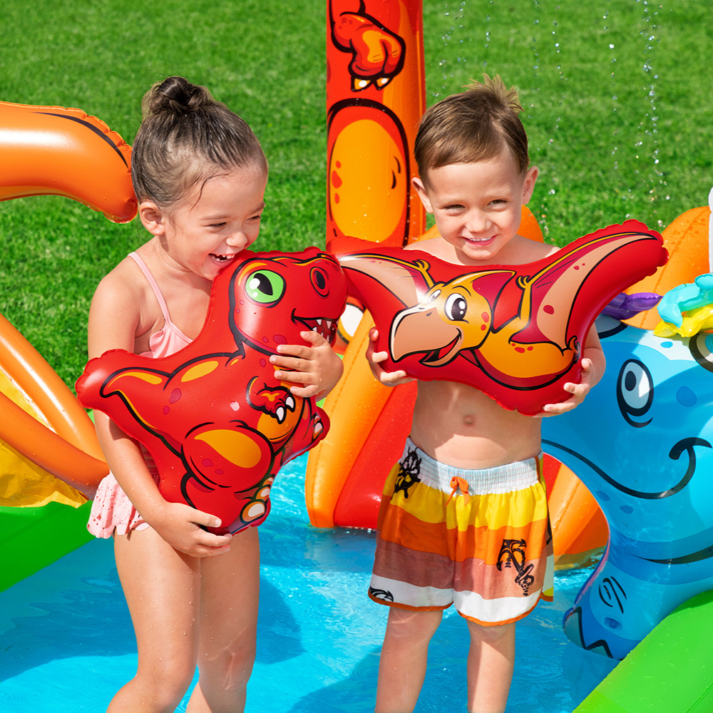 Piscina Inflável Infantil Playground Dinossauro 190 Litros Bestway com Escorregador, Jogos e Acessorios