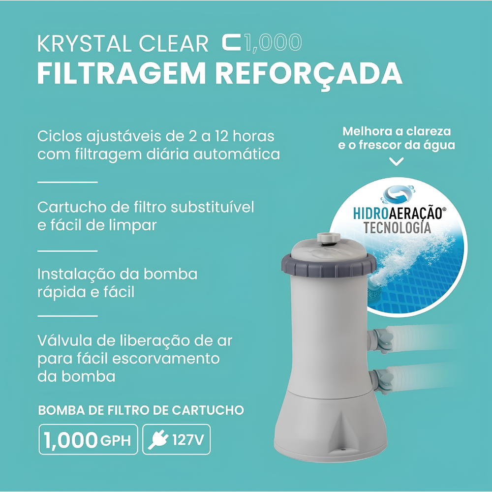 PISCINA PRISM INTEX 16.805L BOMBA 127V ESCADA PROTEÇÃO FUNDO