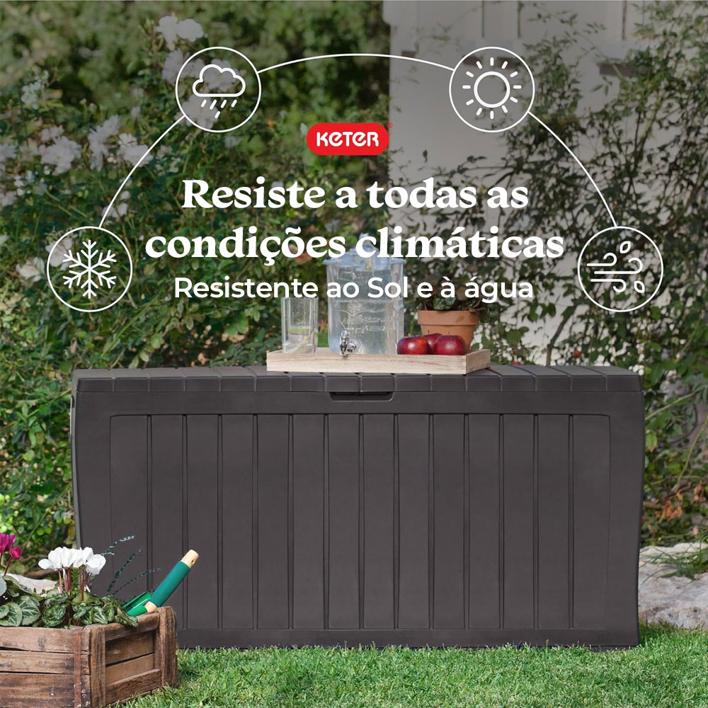 2 Caixas Grandes Organizadoras 270 Litros Baú Com Tampa Armazenamento Multiuso Marvel Keter Marrom