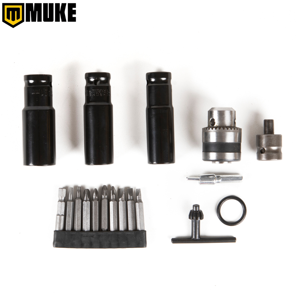 Chave De Impacto 21V 380Nm Brushless com 2 Baterias 3000mAh, Kit 15 acessórios e Maleta Muke Tools