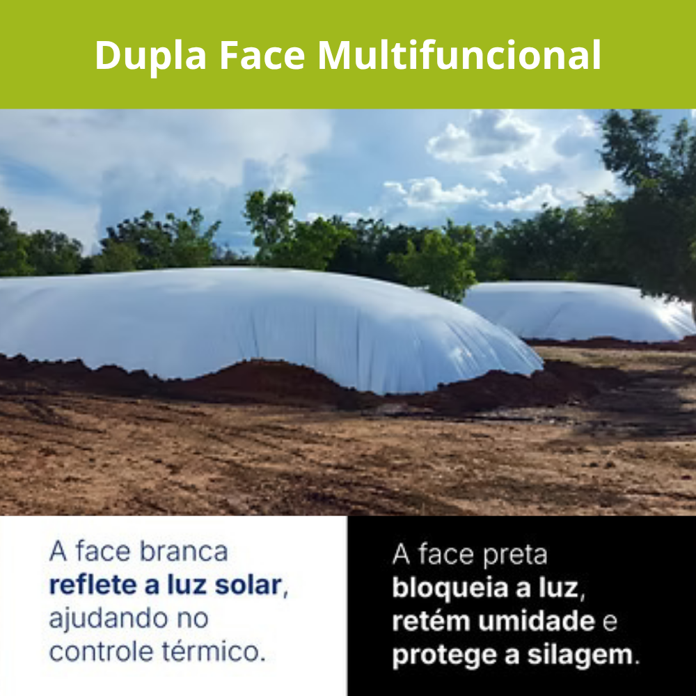 Lona Dupla Face para Silagem 8x50m Extra Forte Preta e Branca Lonax Agro 150 Micras Ant UV 48kg