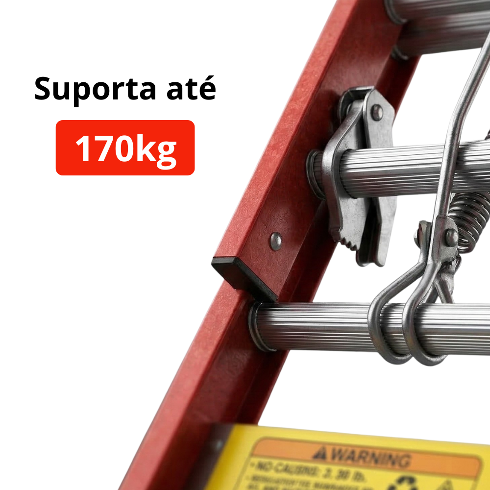 Escada Extensível Profissional Fibra de Vidro 4,25m a 7,25m 170kg Síntese