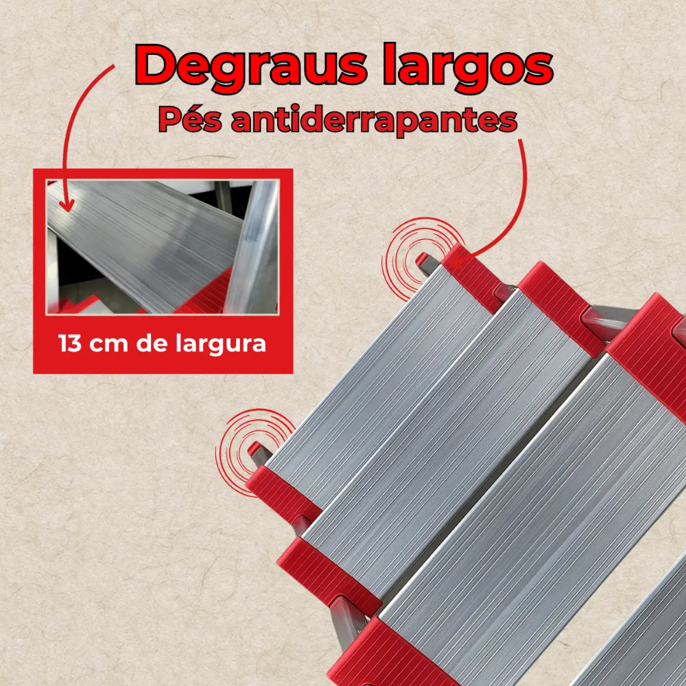 Escada Doméstica de Alumínio Comfort 5 Degraus Alumasa