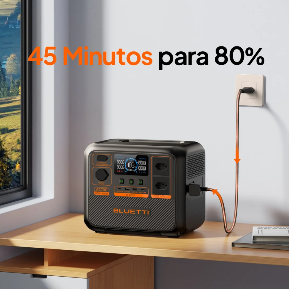 Estação de Energia Portátil Bluetti AC70P 1000W 864Wh