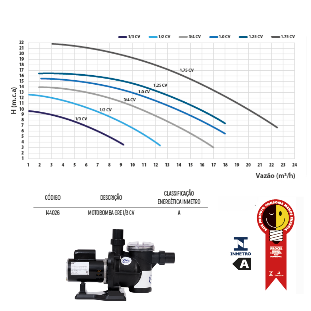 Kit Bomba 1/3 Com Filtro De Piscina GRE300 Até 30.000 Litros