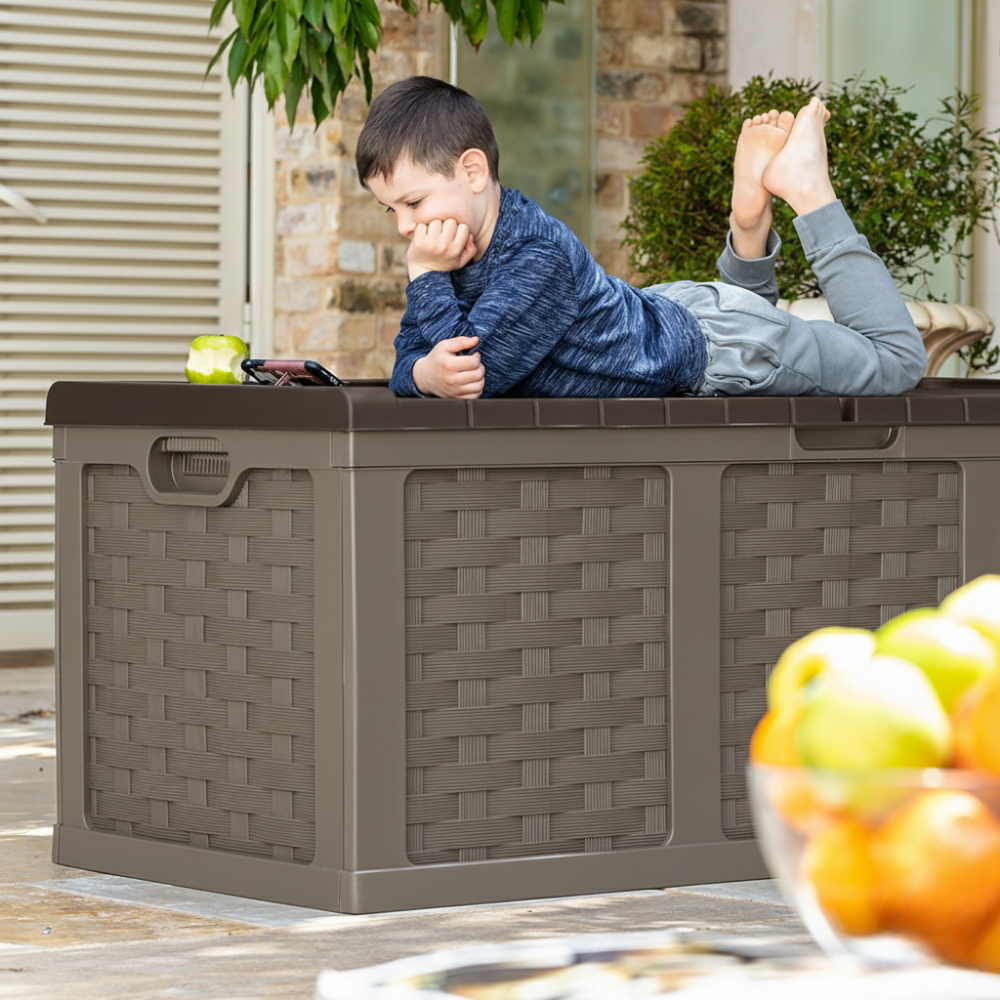 Baú Caixa Organizadora Grande 634L Litros com Tampa Armazenamento Multiuso Rattan Starplast