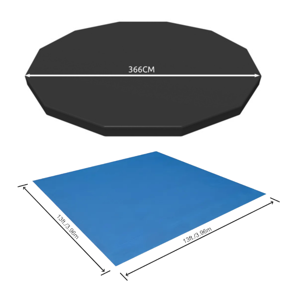 Piscina Grande Estruturada Bestway 6.473 Litros 3,66m Completo 4 em 1: Bomba Filtro + Capa + Forro
