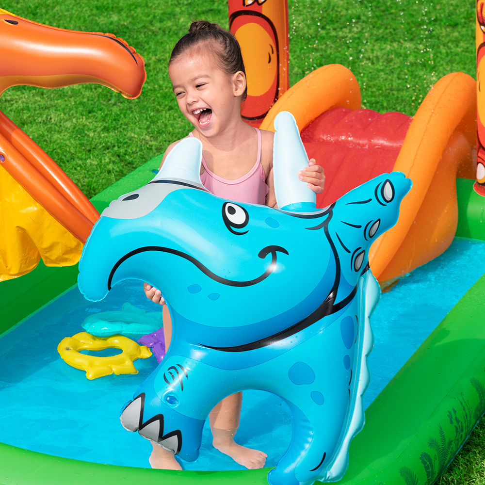 Piscina Inflável Infantil Playground Dinossauro 190L Bestway com Acessórios e Bomba Manual Bestway