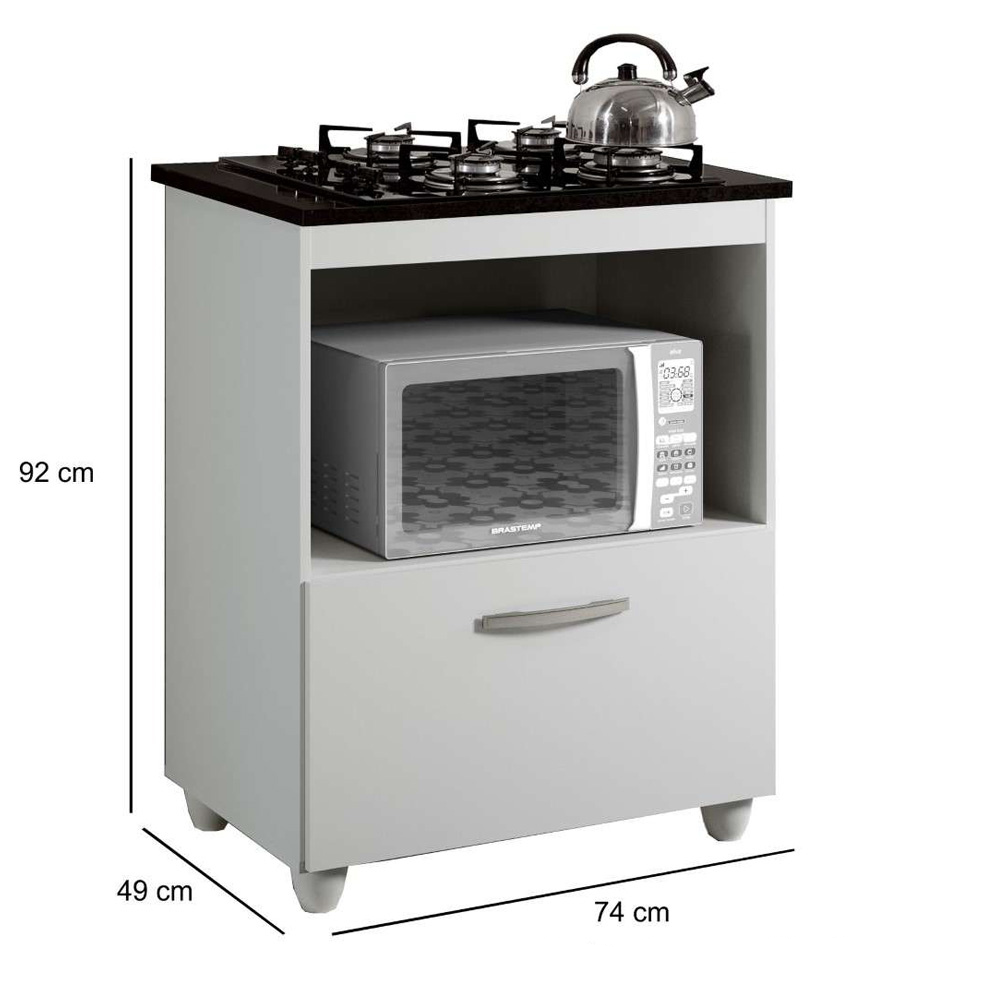 Kit Cozinha Balcão Armário Branco Salvia e Cooktop 5 Bocas Itatiaia