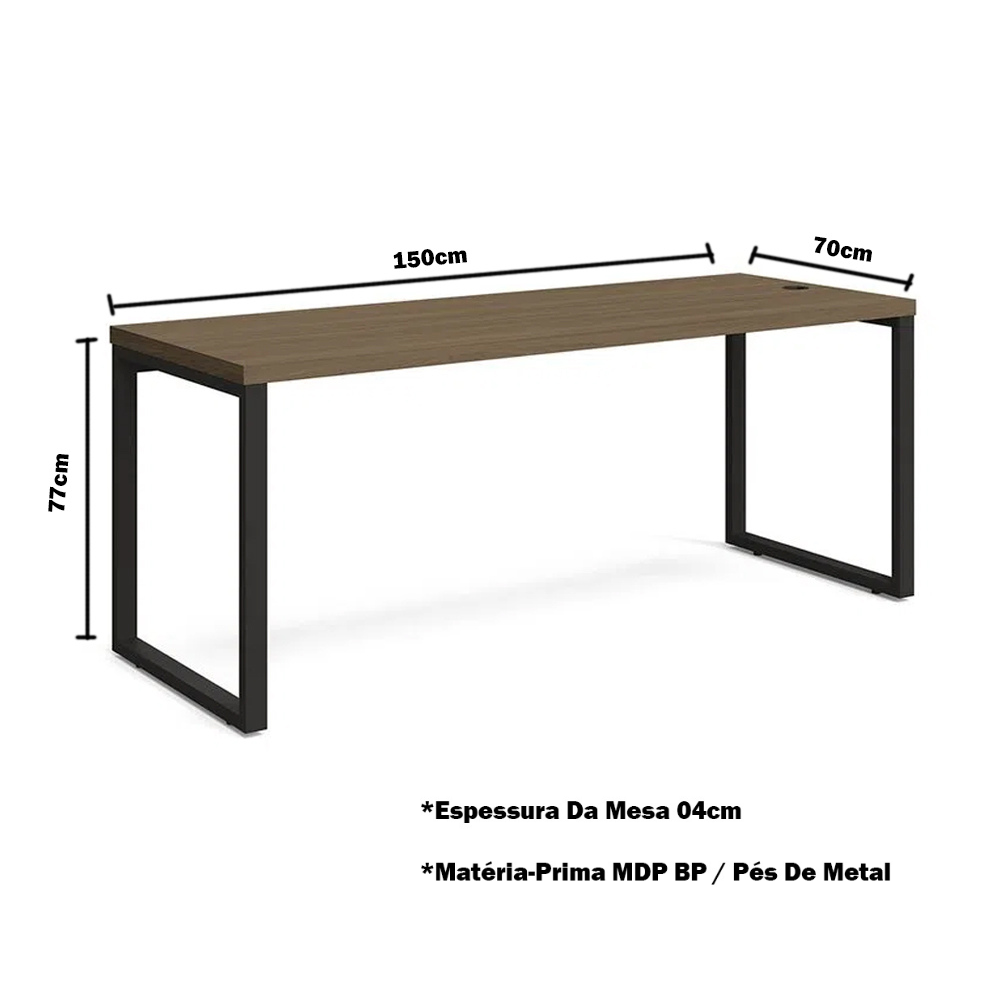 Kit Office Mesa 150x70 + Cadeira Ergonômica Mesh Regulável