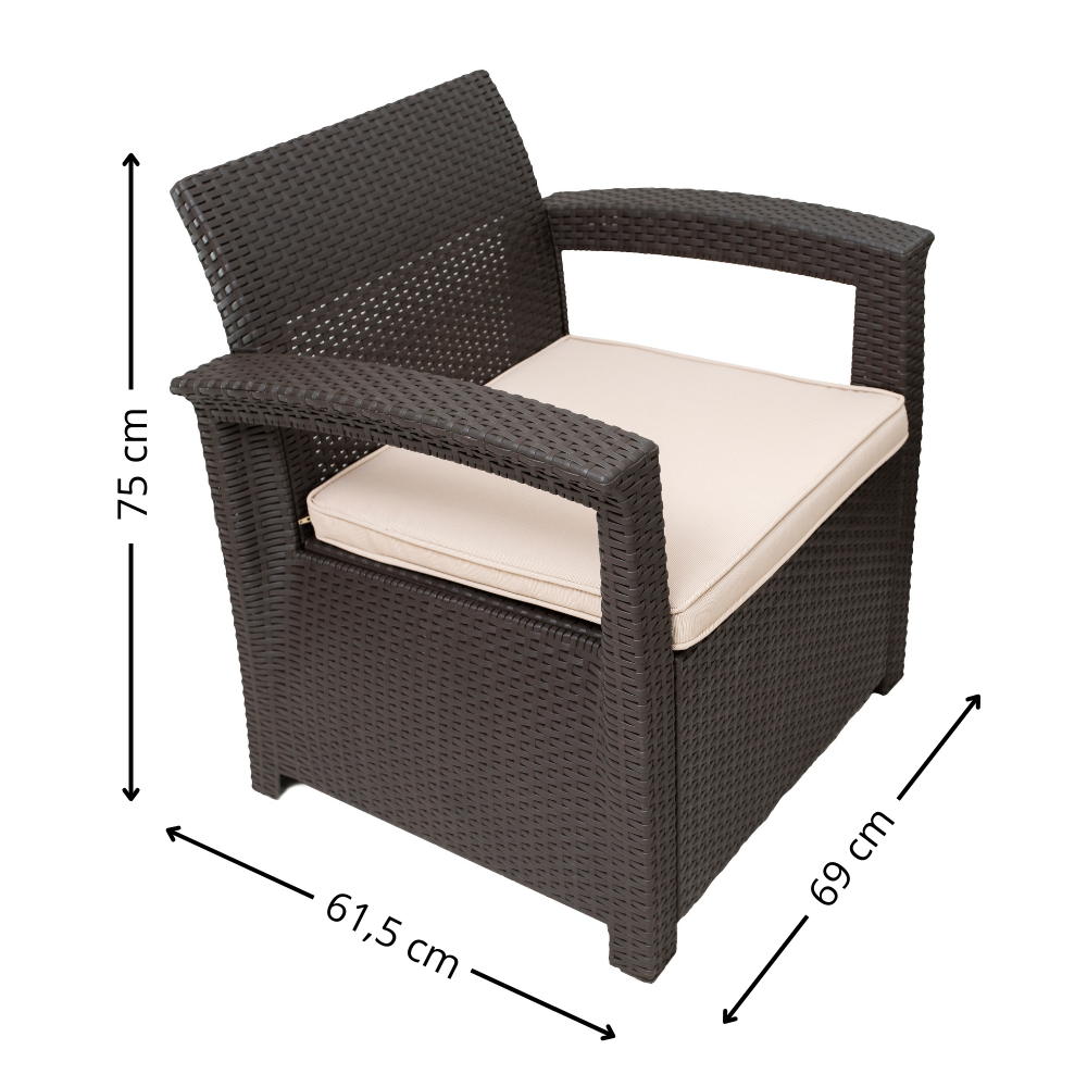 Conjunto Poltronas para Jardim 2 Lugares com Mesa de Jardim e Área Externa Rattan Syberflex
