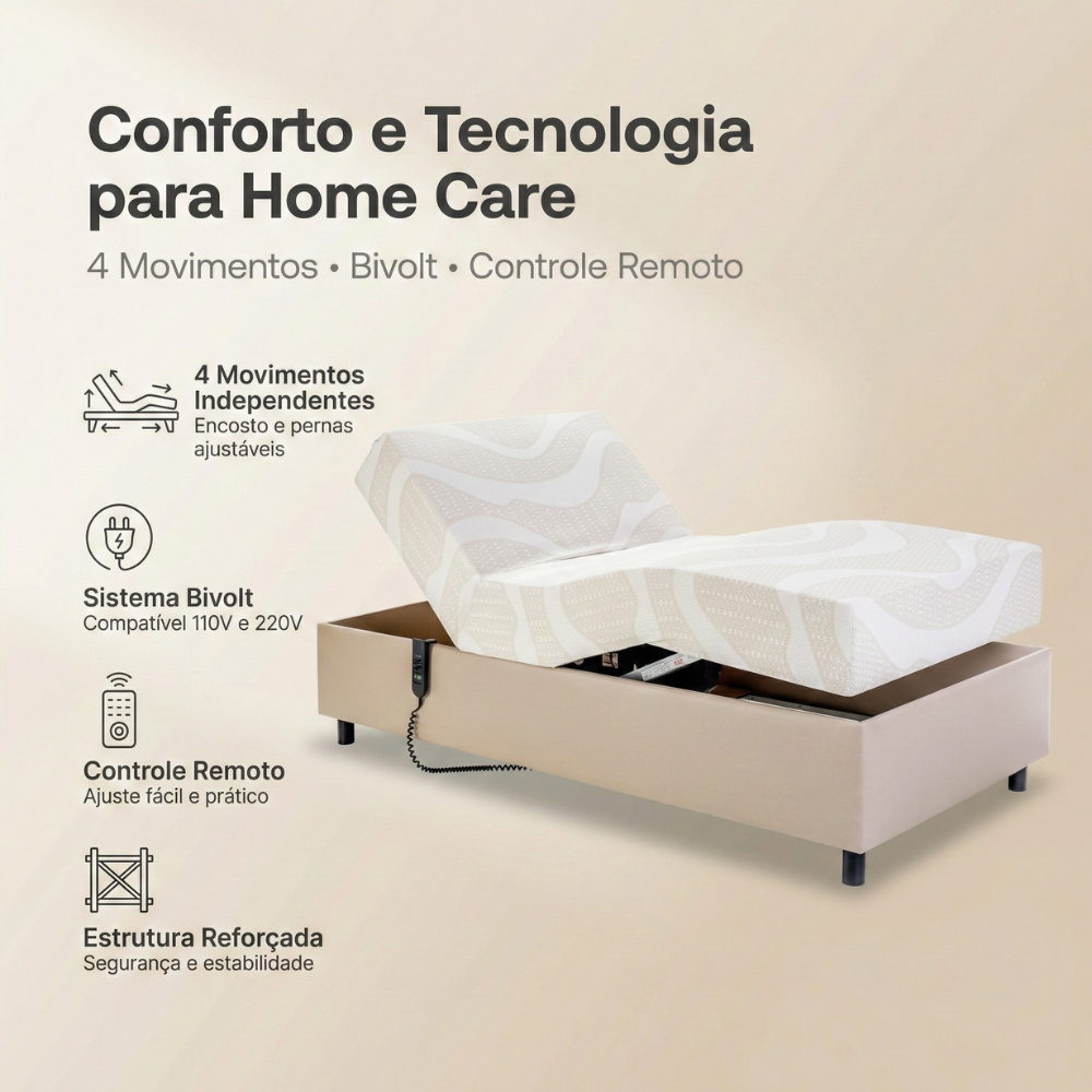 Cama Hospitalar Articulada Motorizada 4 Movimentos Até 120Kg Pilati