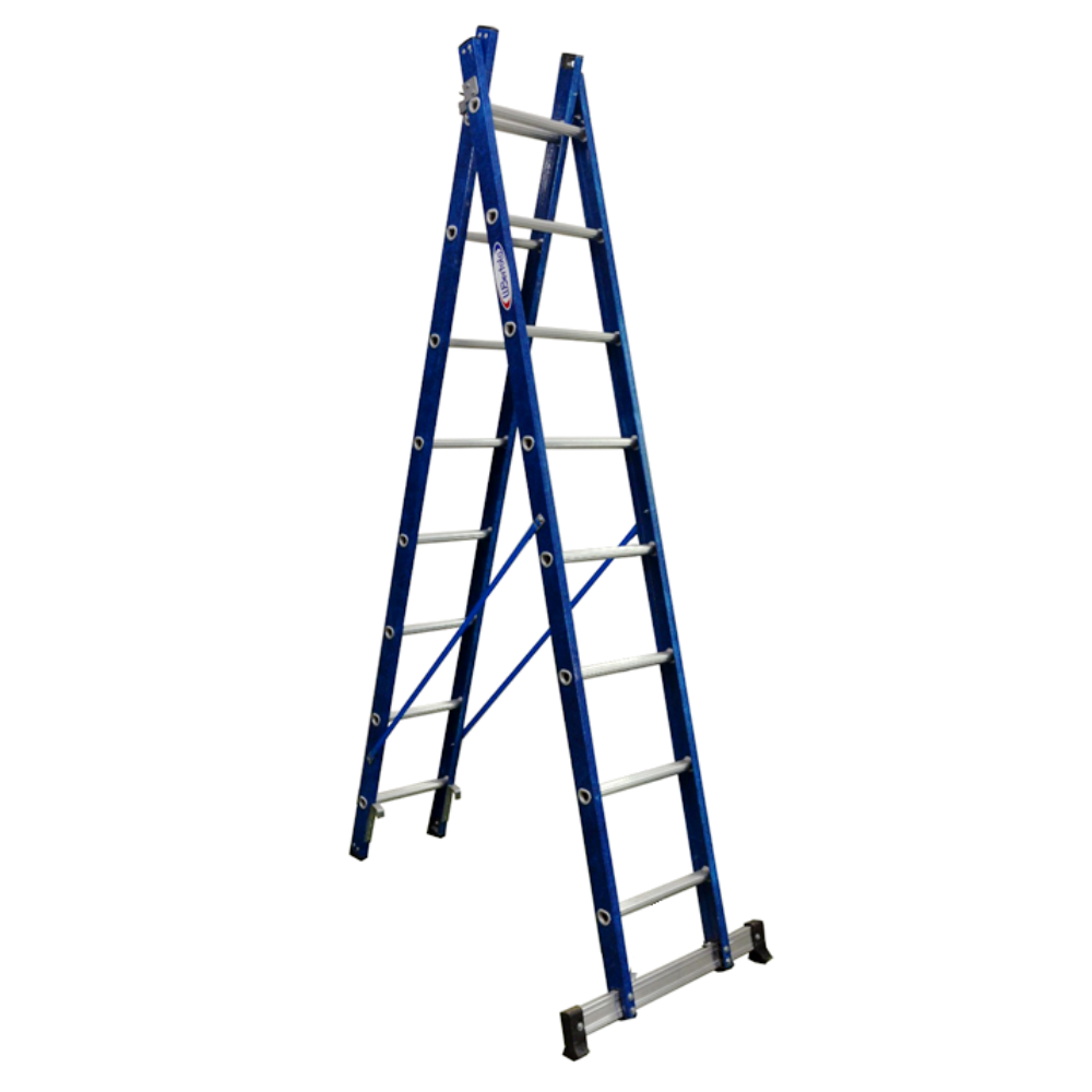 Escada de Alumínio e Fibra Tesoura Extensível Premium 2,50×4,40m 8×14 Degraus 120kg W.Bertolo