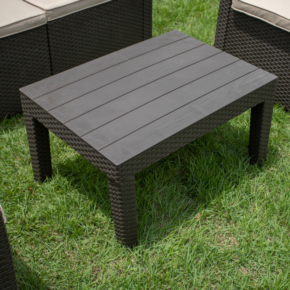 Conjunto de Sofá Jardim Rattan 5 Lugares SyberFlex Confort com Mesa e Almofadas