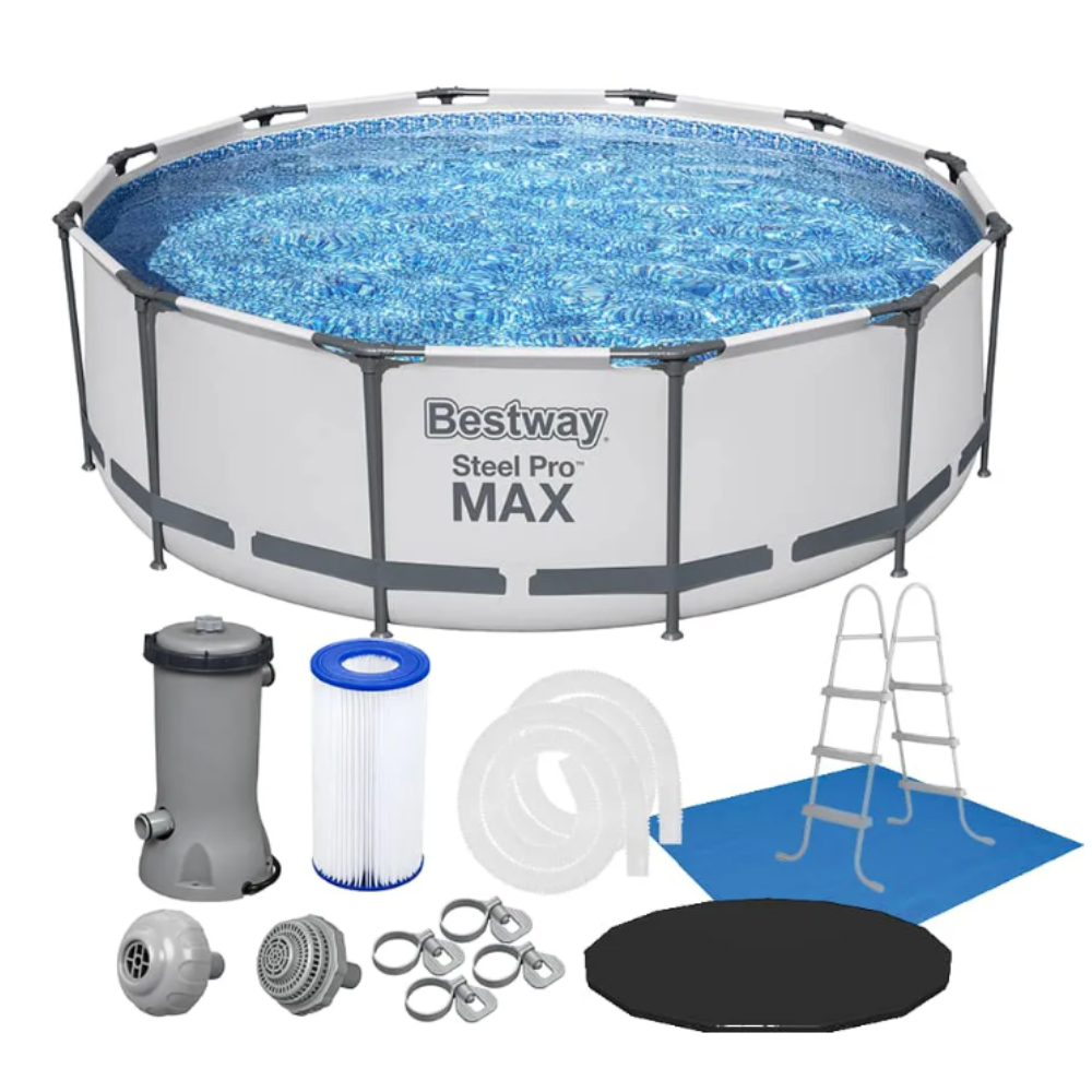 Piscina Estrutural Bestway Steel Pro MAX 9.150L com Escada, Capa, Forro e Filtro 2.006 L/h