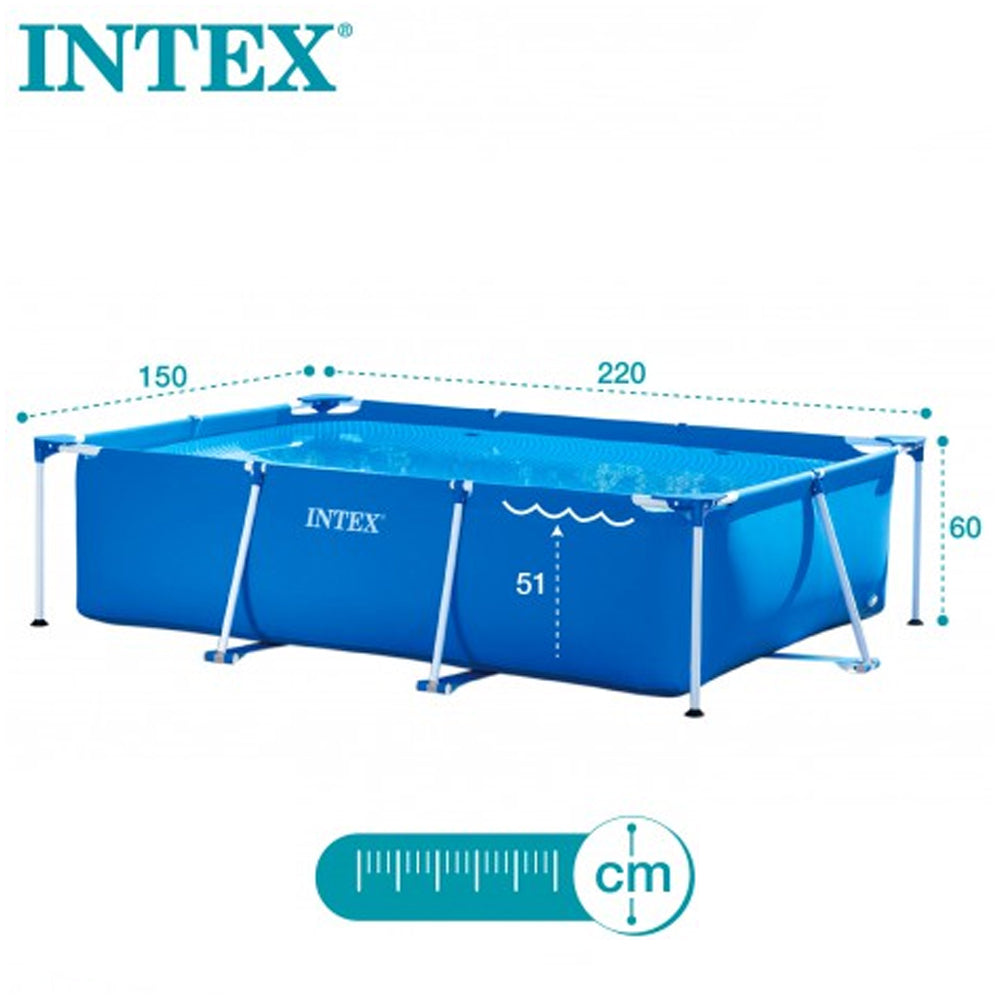 Piscina Retangular Desmontável Metal 1.662 Litros 2,2 M X 1,5 M X 60 Cm Intex