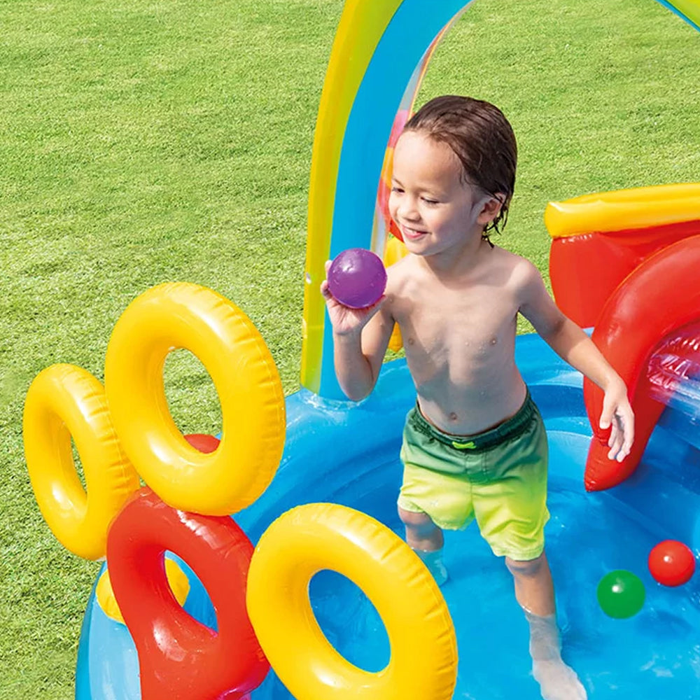 Piscina Playground Arco Íris 227 Litros Intex Tobogã