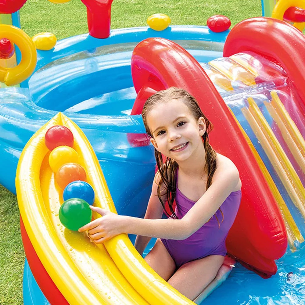 Piscina Playground Arco Íris 227 Litros Intex Tobogã
