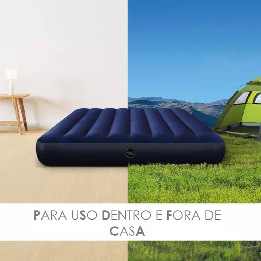 Colchão Casal Inflavel Intex Dura Beam Resistente até 273Kg Com Bomba de Ar 3 Bicos Intex