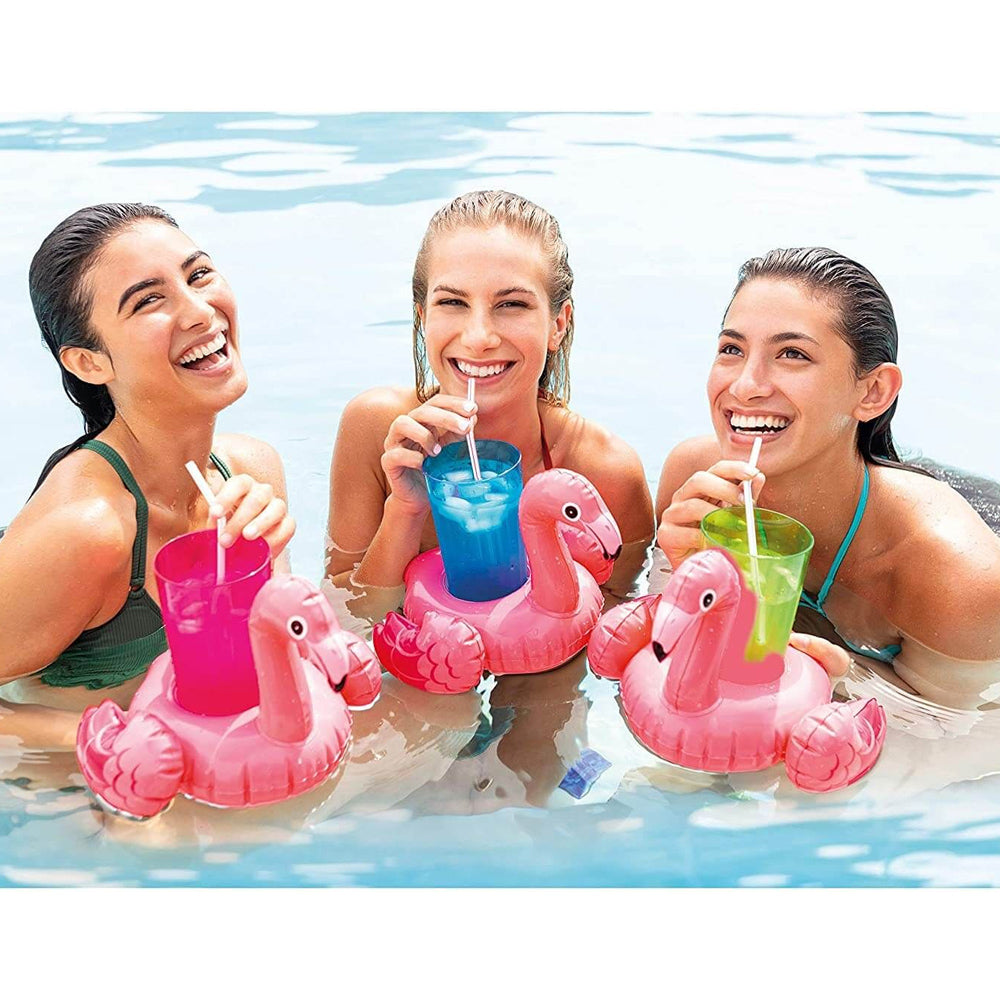 KIT COM 3 PORTA COPO FLAMINGO INFLÁVEL PISCINA MAR DRINK HOLDERS INTEX 33X25CM INTEX