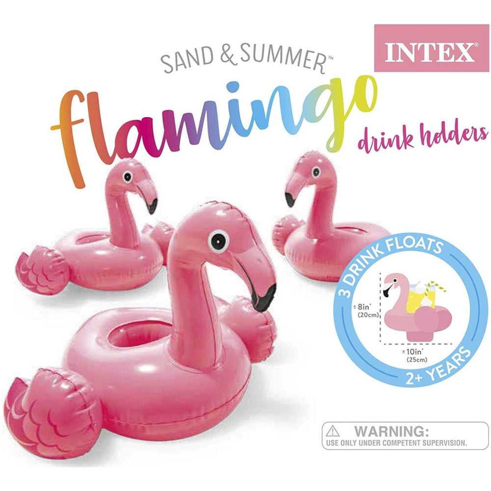 KIT COM 3 PORTA COPO FLAMINGO INFLÁVEL PISCINA MAR DRINK HOLDERS INTEX 33X25CM INTEX