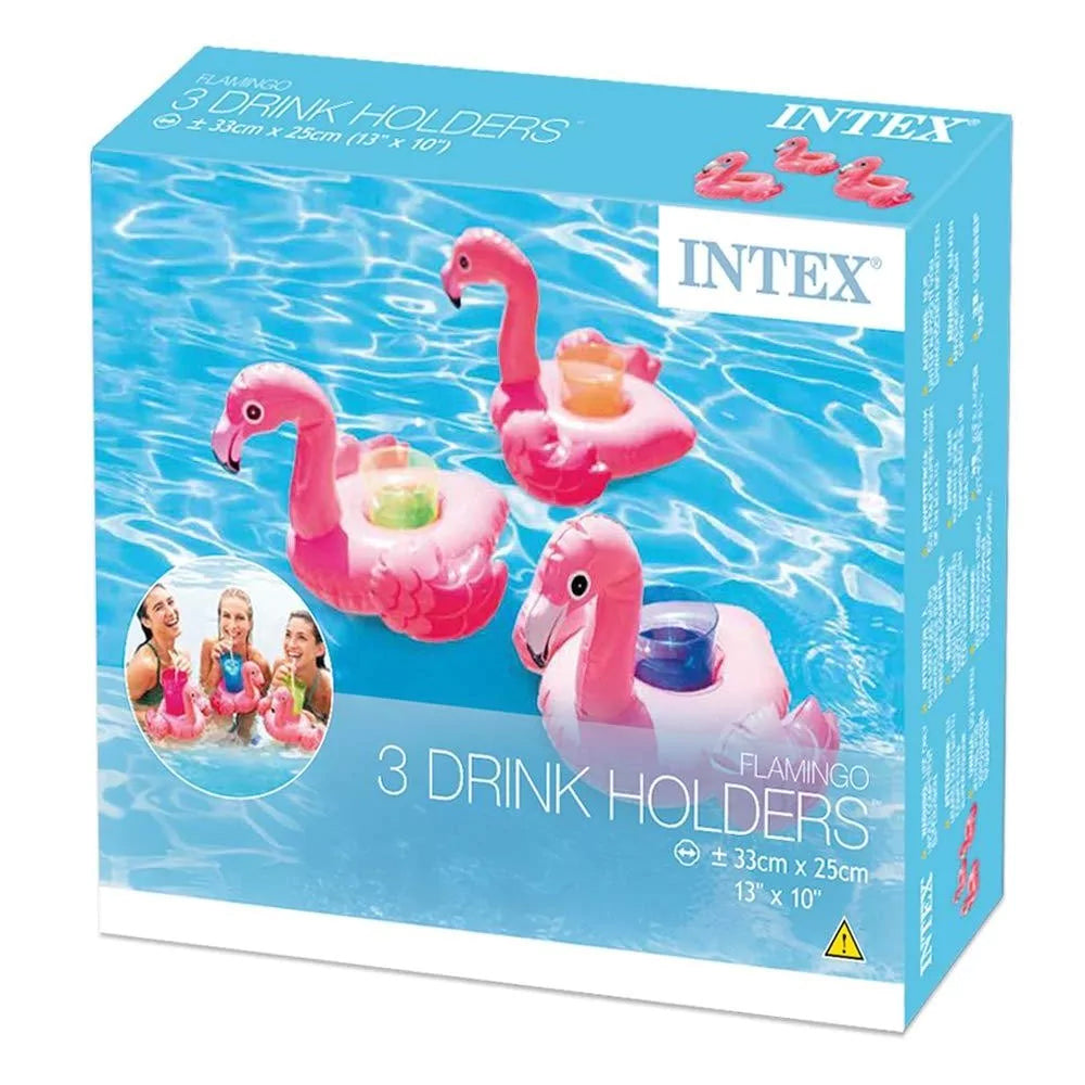 KIT COM 3 PORTA COPO FLAMINGO INFLÁVEL PISCINA MAR DRINK HOLDERS INTEX 33X25CM INTEX