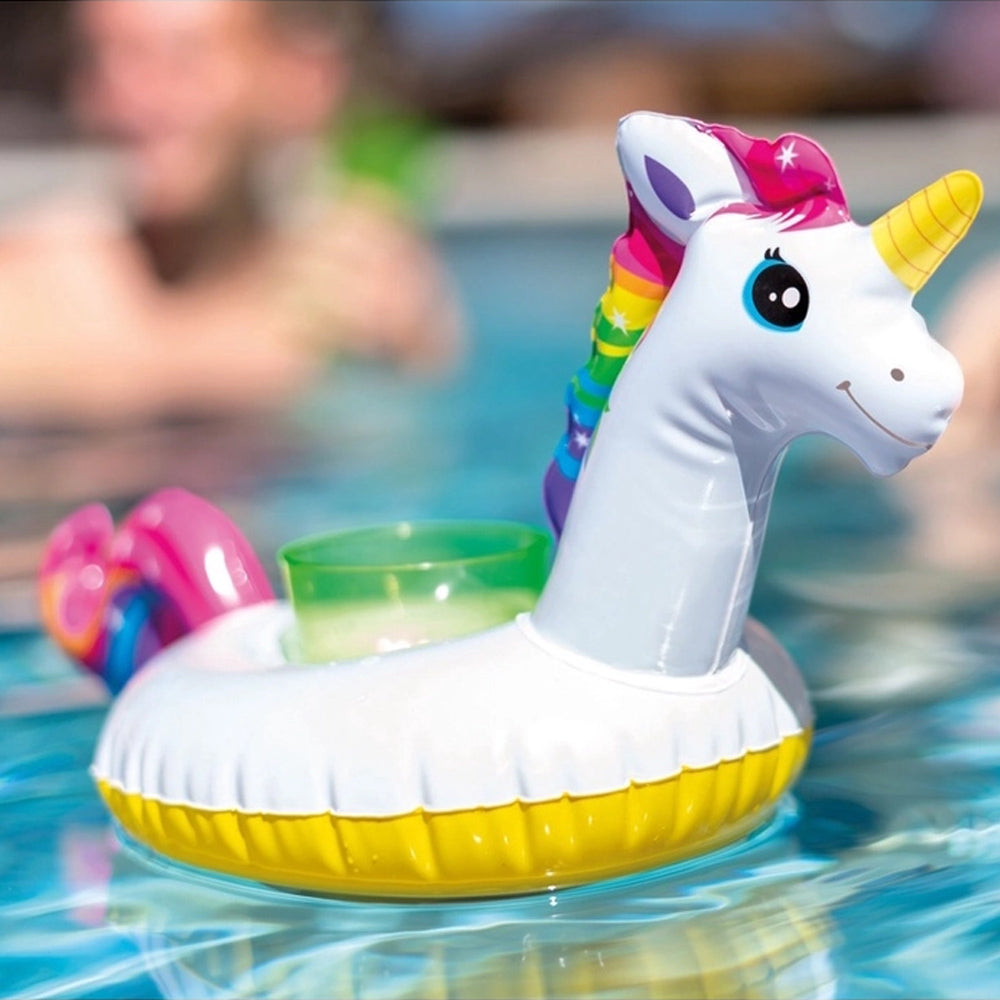 CONJUNTO PORTA COPOS UNICÓRNIO INFLÁVEL COM 3 UNIDADES INTEX