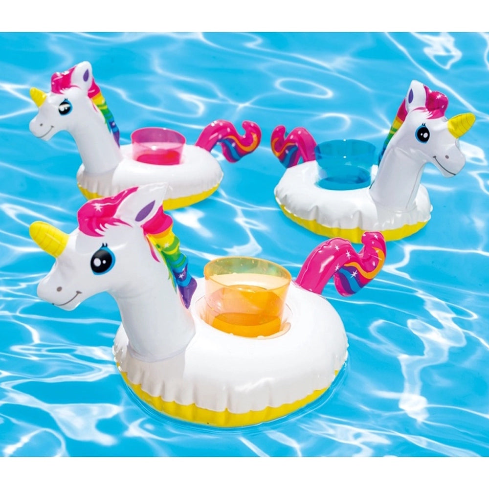 CONJUNTO PORTA COPOS UNICÓRNIO INFLÁVEL COM 3 UNIDADES INTEX