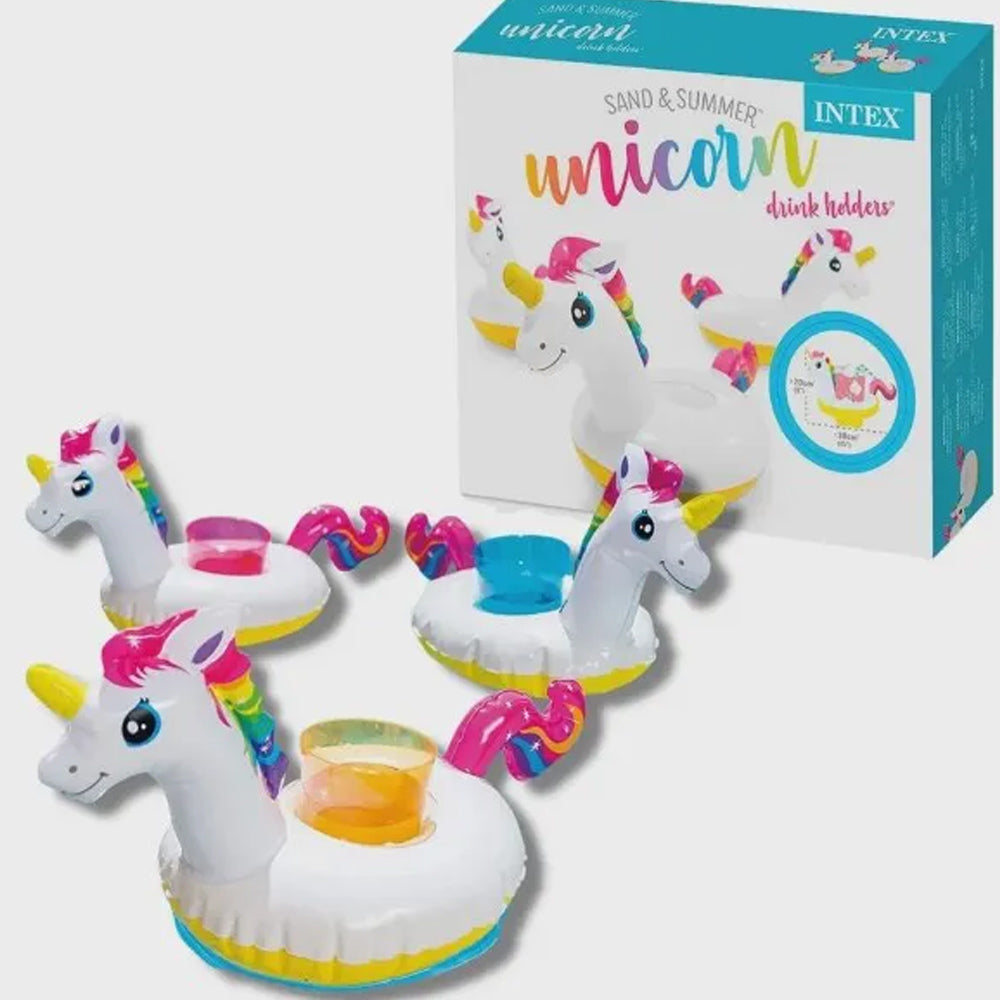 CONJUNTO PORTA COPOS UNICÓRNIO INFLÁVEL COM 3 UNIDADES INTEX