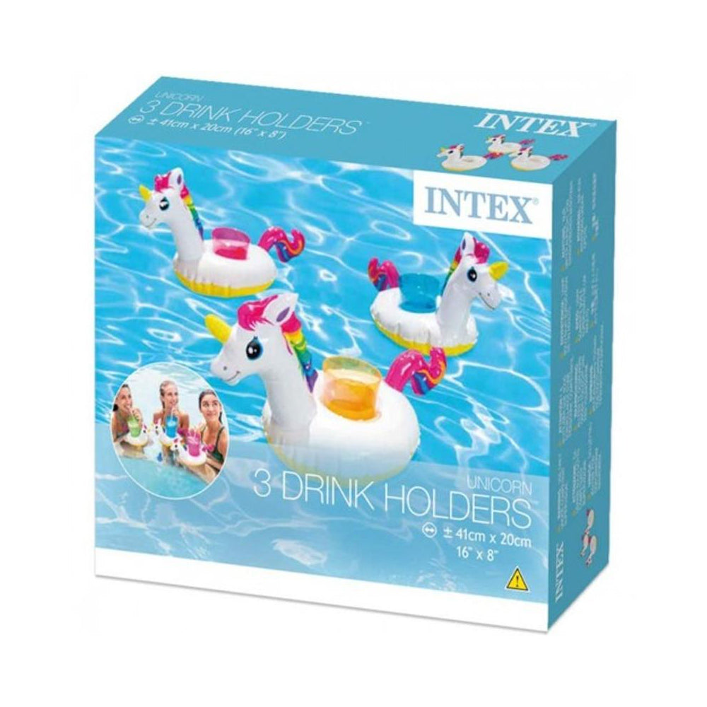 CONJUNTO PORTA COPOS UNICÓRNIO INFLÁVEL COM 3 UNIDADES INTEX
