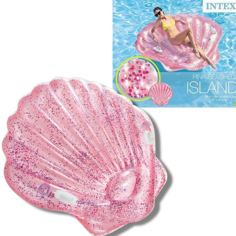 COLCHÃO INFLÁVEL PARA PISCINA ILHA CONCHA DO MAR ROSA